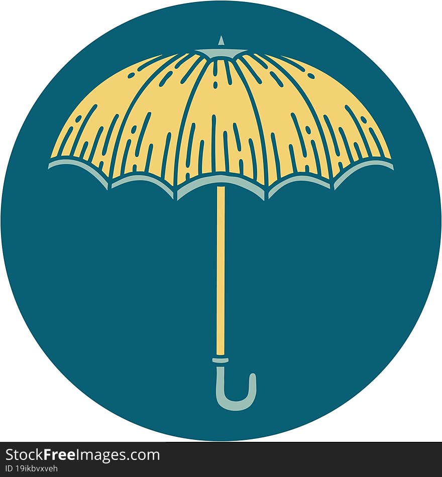 tattoo style icon of an umbrella