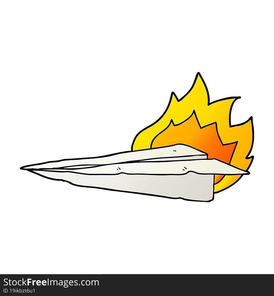 cartoon burning paper airplane. cartoon burning paper airplane