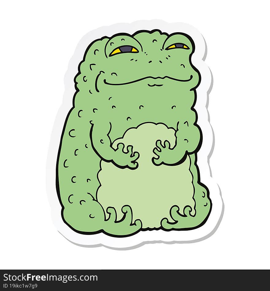 sticker of a cartoon smug toad