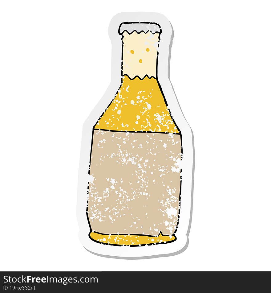 Distressed Sticker Of A Cartoon Beer Bottle