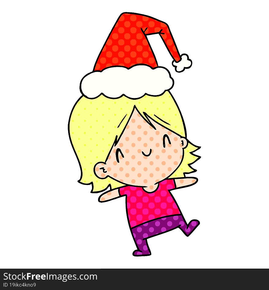 christmas cartoon of kawaii girl