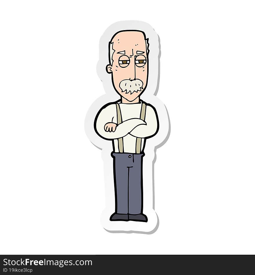 Sticker Of A Cartoon Annoyed Old Man