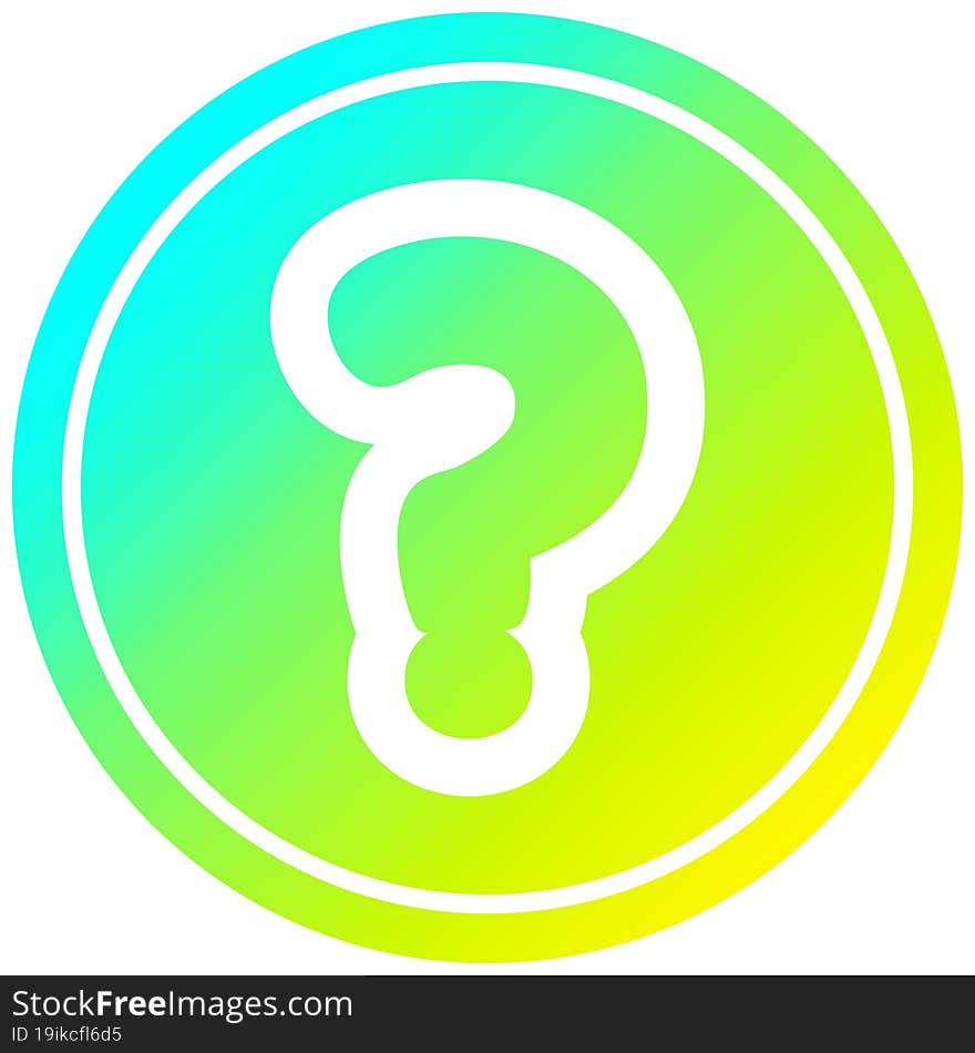 question mark circular in cold gradient spectrum