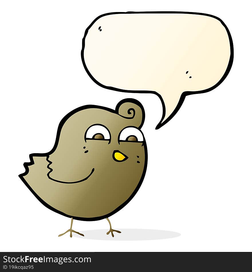 cartoon funny bird with speech bubble