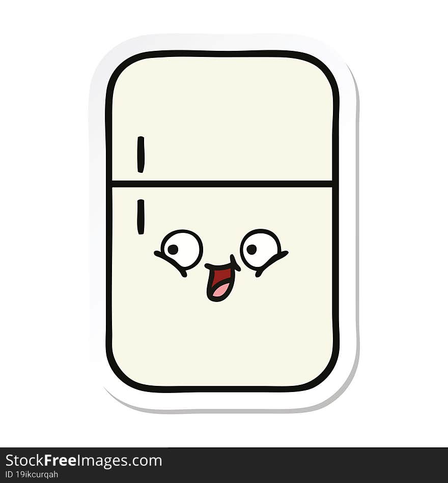 sticker of a cute cartoon fridge freezer