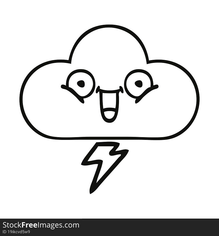 line drawing cartoon thunder cloud