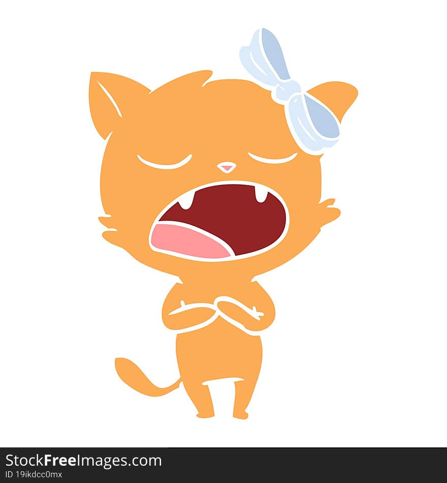 flat color style cartoon singing cat