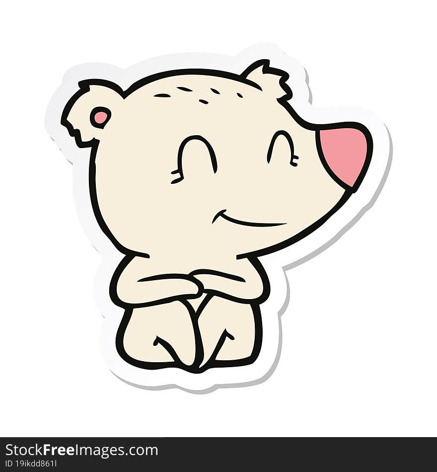 Sticker Of A Smiling Polar Bear Cartoon