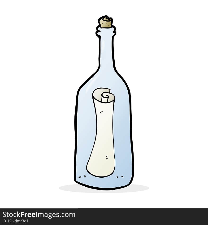 cartoon letter in a bottle