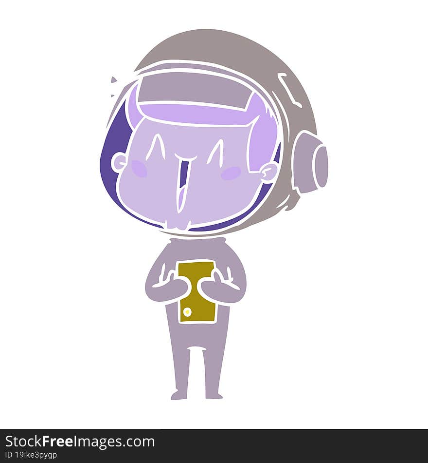 happy flat color style cartoon astronaut