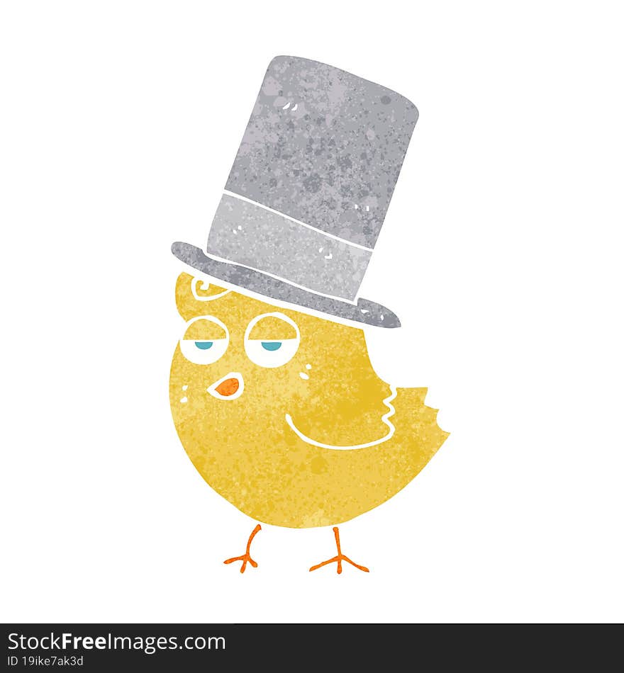 cartoon bird in top hat