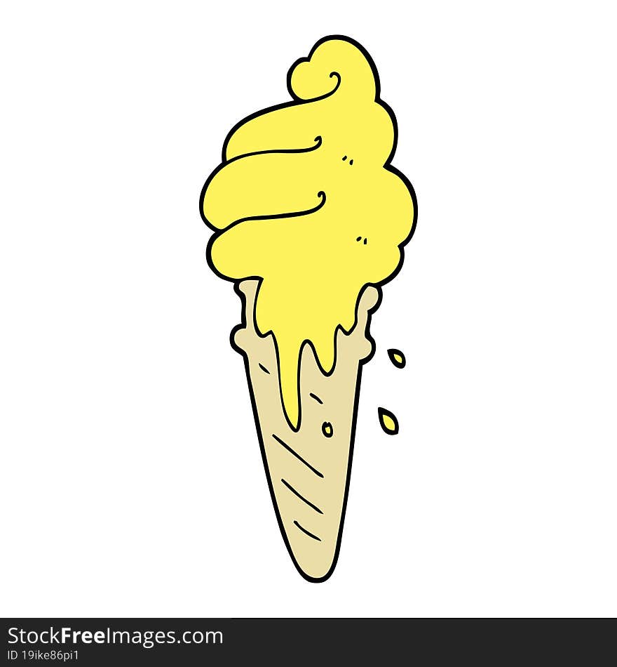 Hand Drawn Doodle Style Cartoon Ice Cream Cone