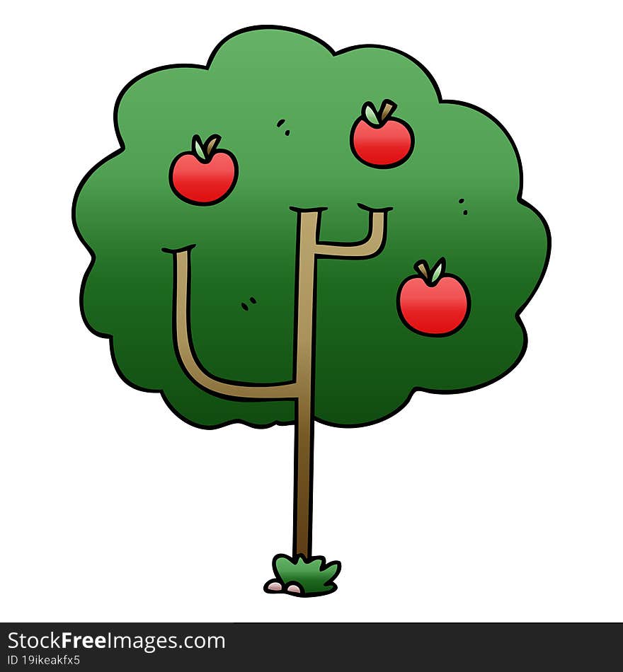 quirky gradient shaded cartoon tree