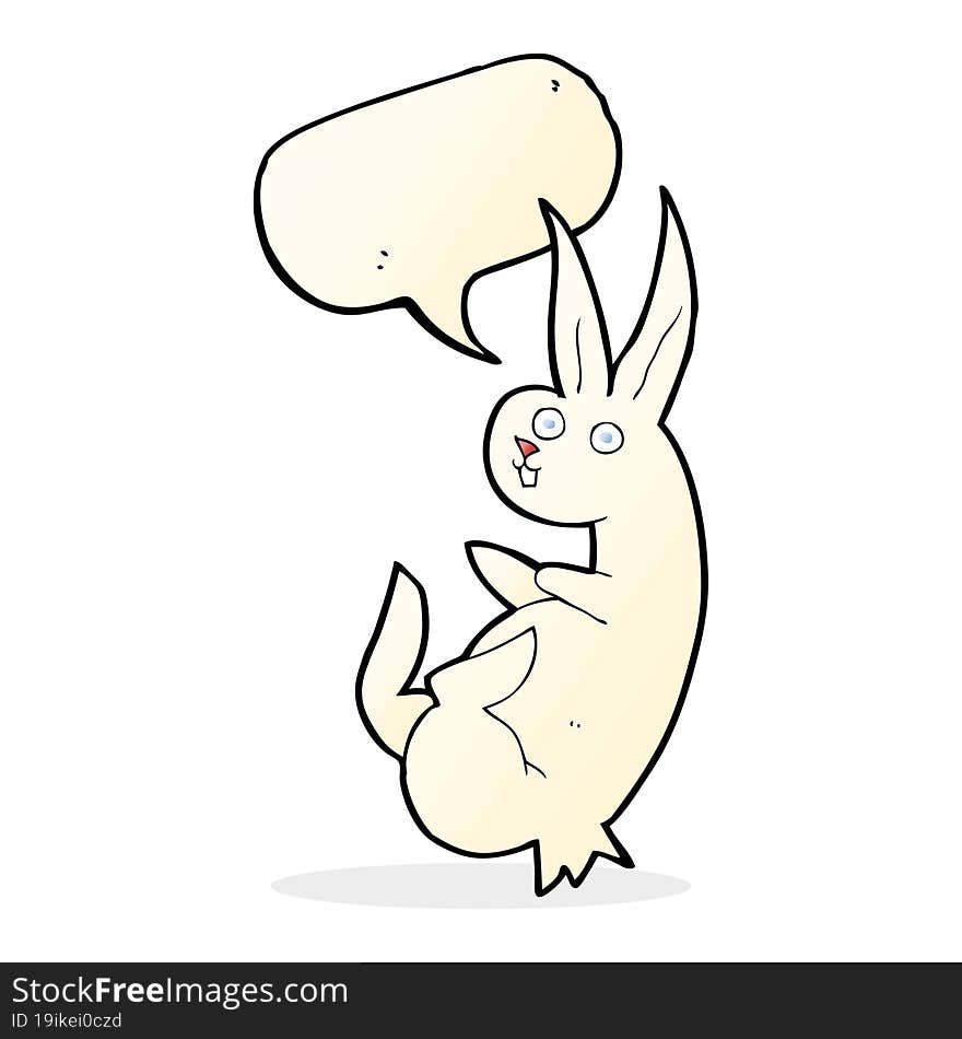 Cue Cartoon Rabbit With Speech Bubble