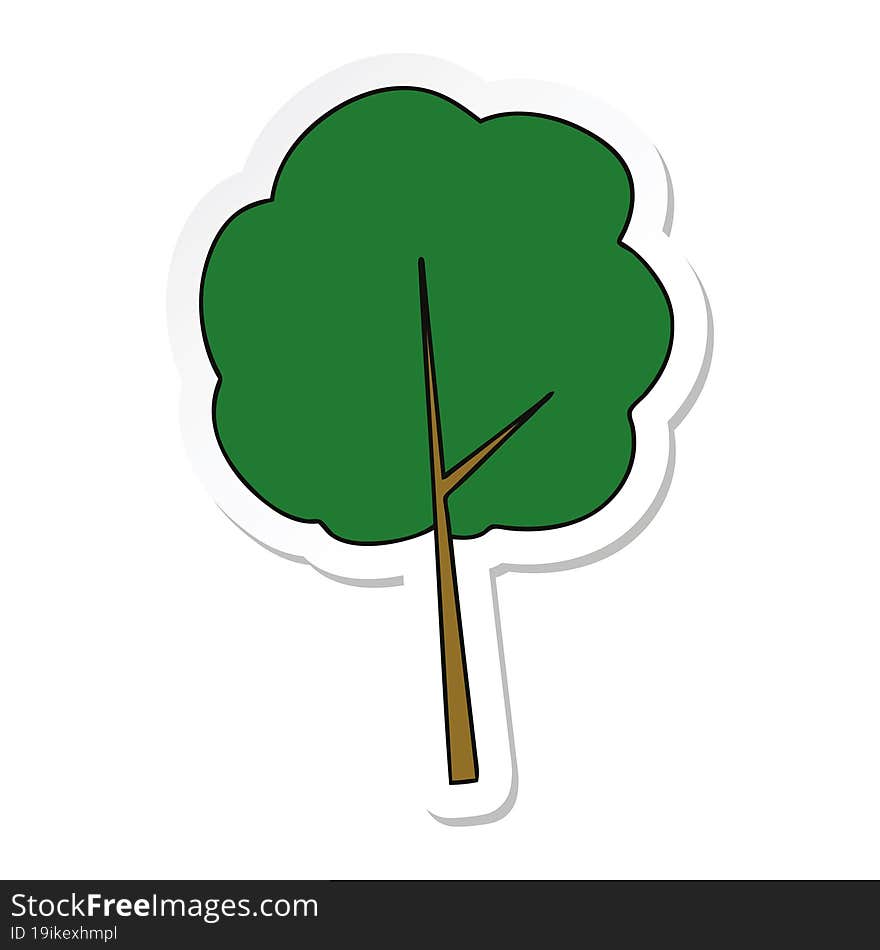 sticker of a quirky hand drawn cartoon tree