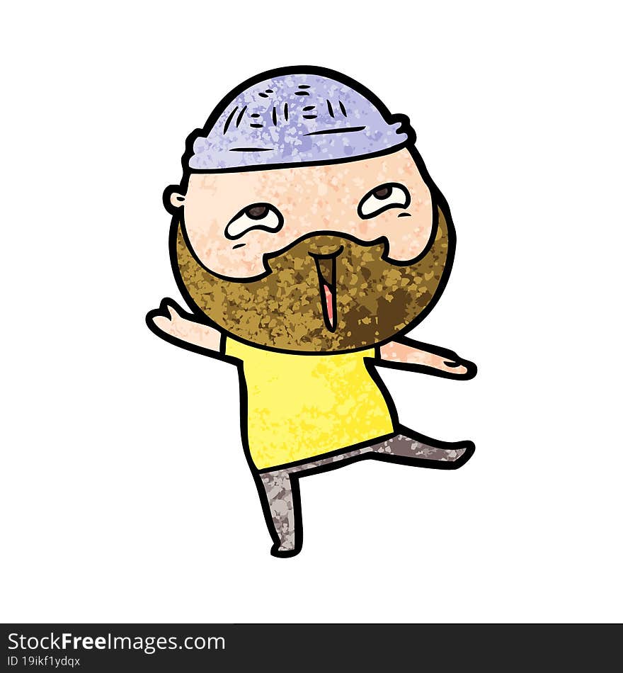 cartoon happy bearded man. cartoon happy bearded man