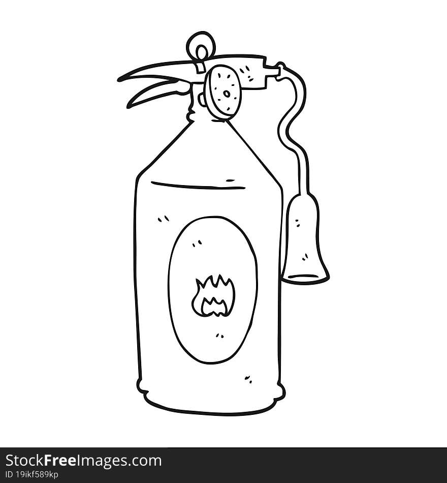 black and white cartoon fire extinguisher