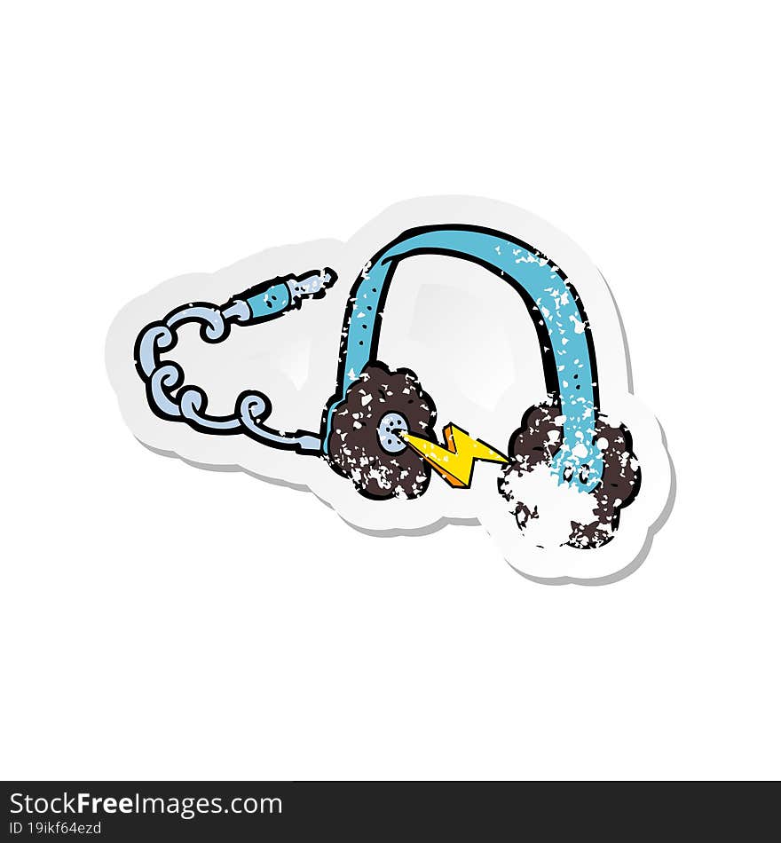 retro distressed sticker of a cartoon headphones