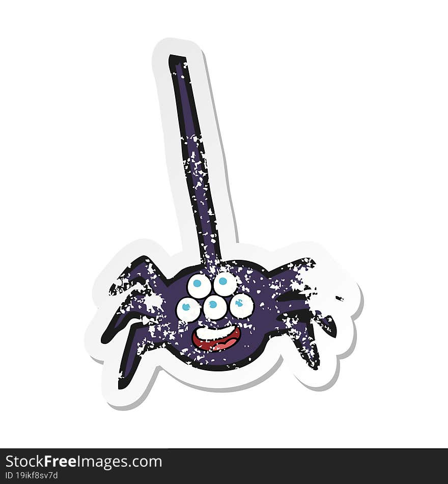 retro distressed sticker of a cartoon halloween spider