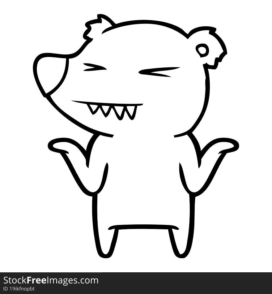 angry polar bear cartoon shrugging shoulders. angry polar bear cartoon shrugging shoulders