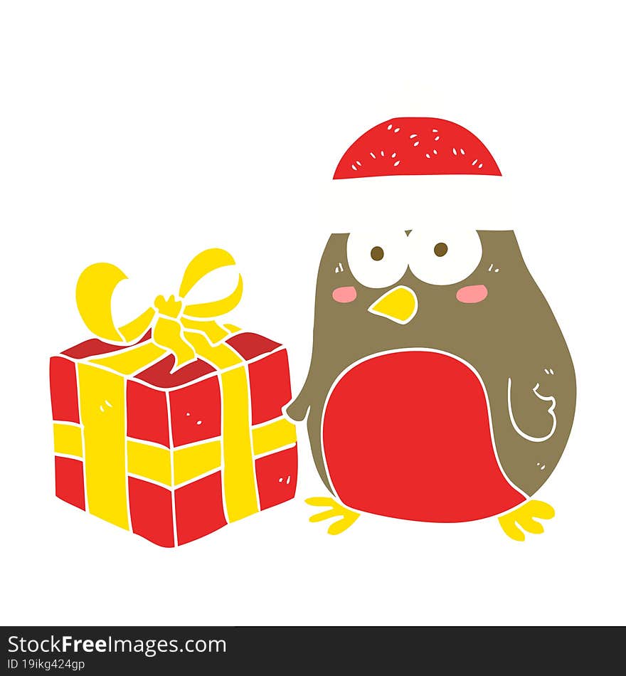 flat color illustration of christmas robin. flat color illustration of christmas robin