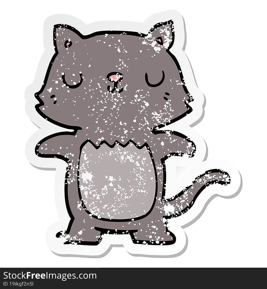 Distressed Sticker Of A Cartoon Cat