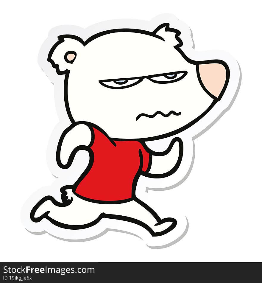 sticker of a angry bear polar cartoon