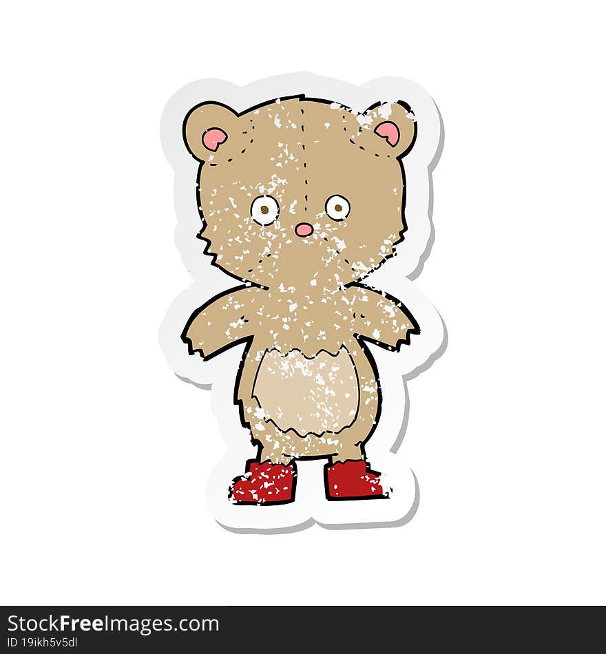 retro distressed sticker of a cartoon teddy bear