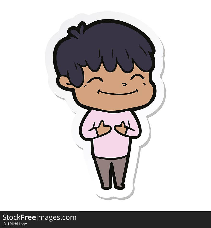 sticker of a cartoon happy boy