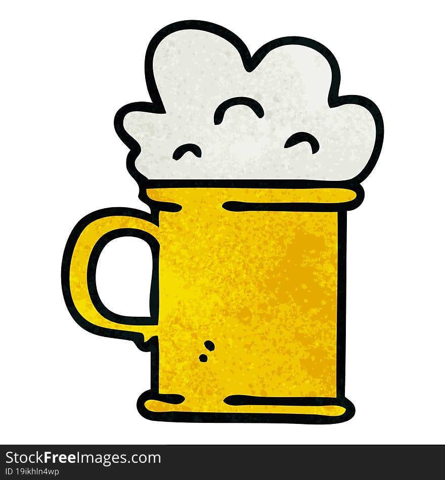 quirky hand drawn cartoon tankard of beer