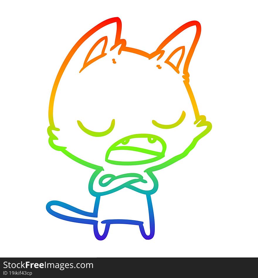 rainbow gradient line drawing talking cat cartoon