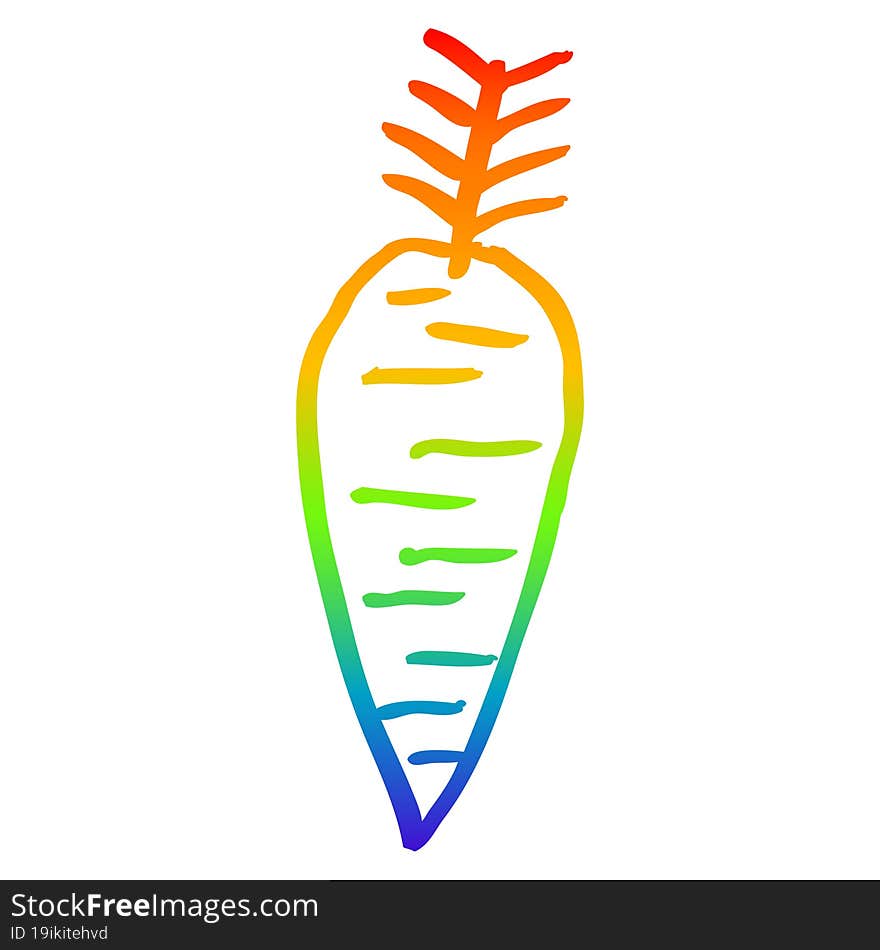 Rainbow Gradient Line Drawing Cartoon Yellow Carrot