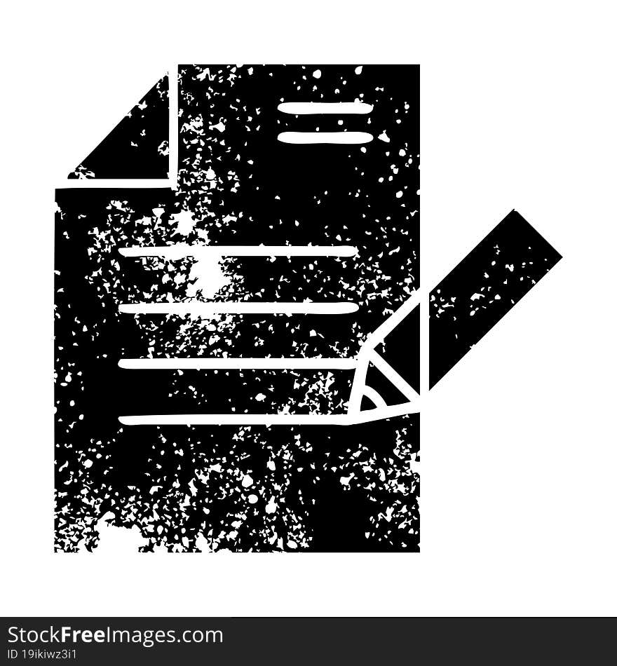 distressed symbol of writing a document