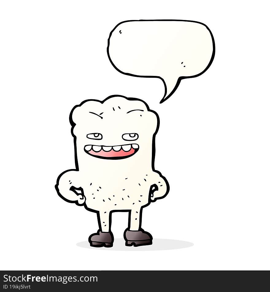 cartoon tooth with speech bubble