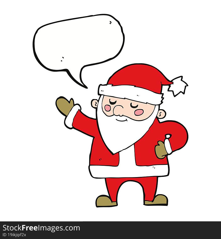 cartoon santa claus with speech bubble