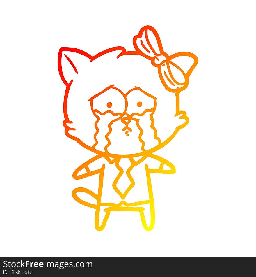 warm gradient line drawing cartoon cat