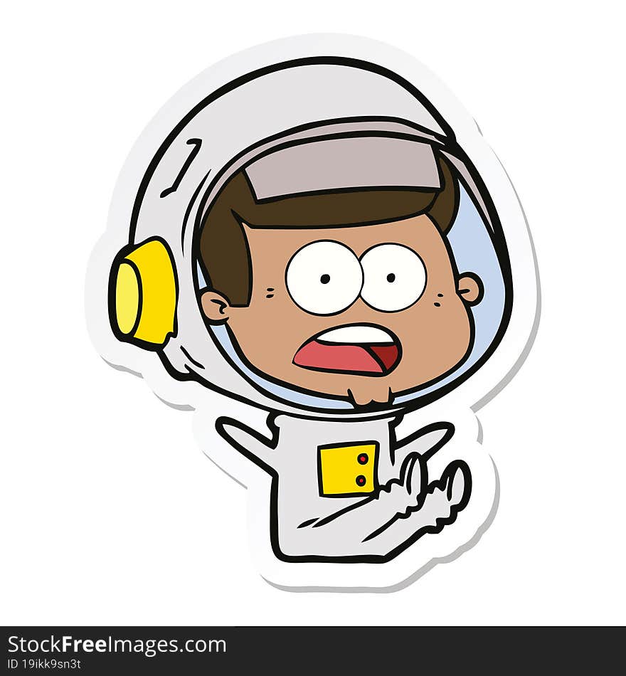 Sticker Of A Cartoon Surprised Astronaut