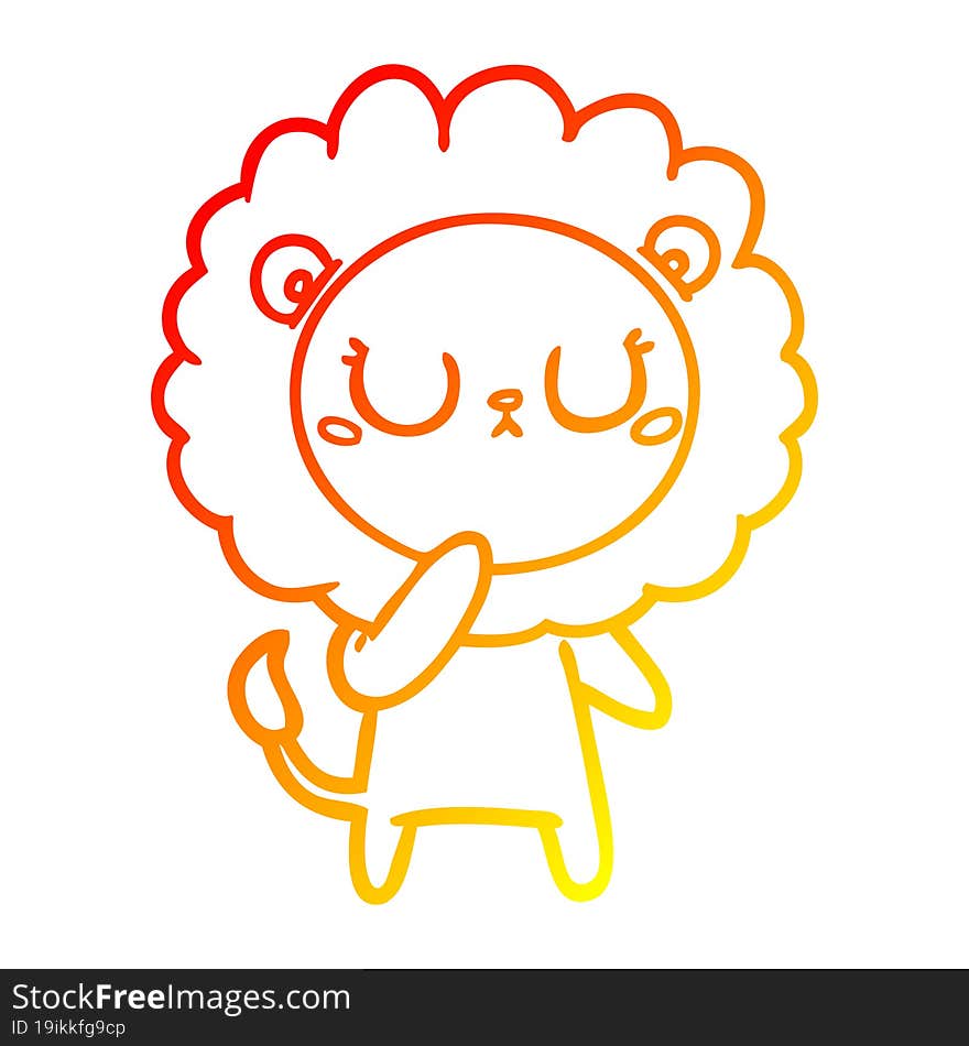 warm gradient line drawing of a cartoon lion