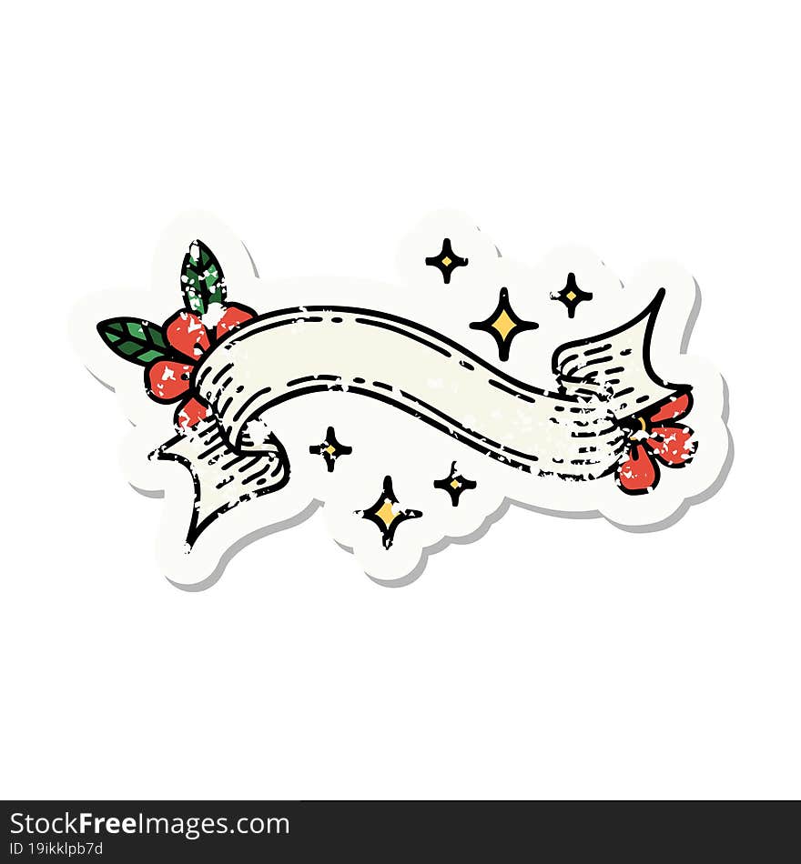 grunge sticker with banner of a stars