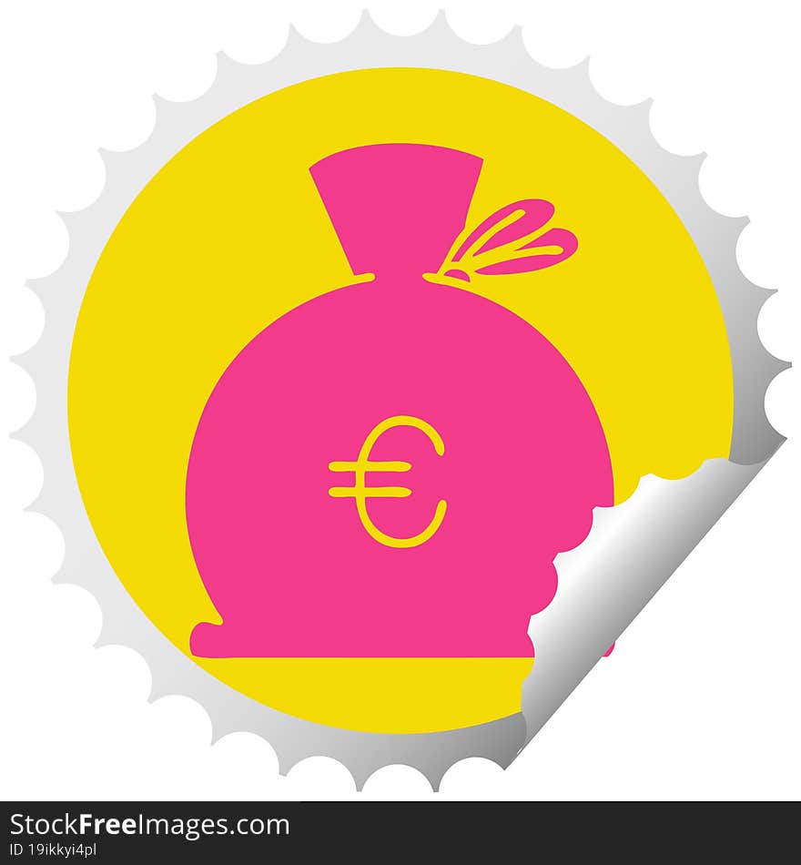 Circular Peeling Sticker Cartoon Bag Of Money