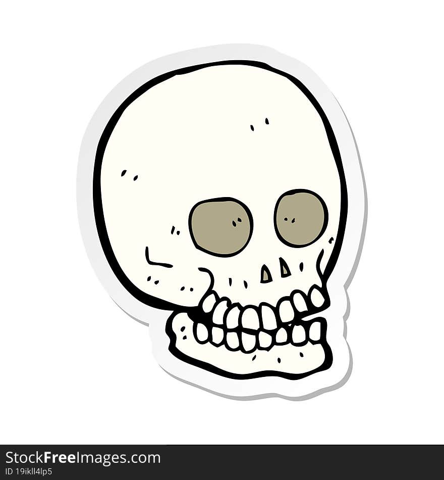 Sticker Of A Cartoon Skull