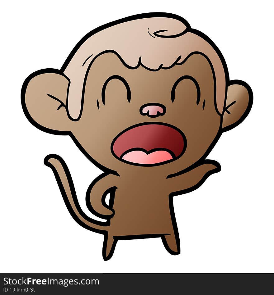 shouting cartoon monkey pointing. shouting cartoon monkey pointing