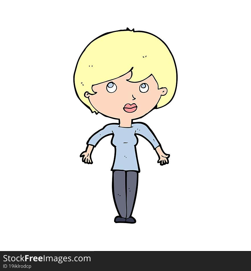 cartoon woman shrugging shoulders