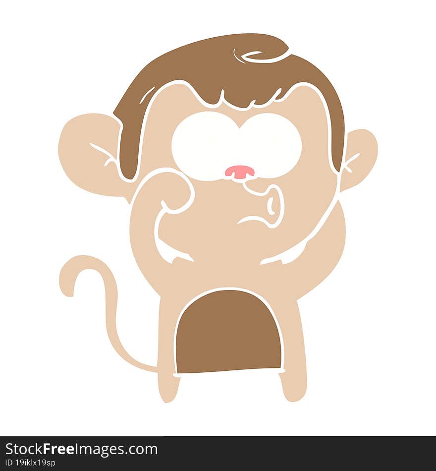 flat color style cartoon hooting monkey