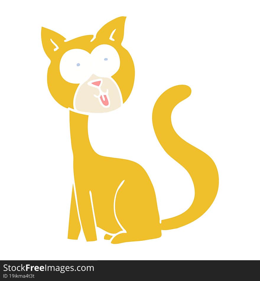 funny flat color illustration cartoon cat