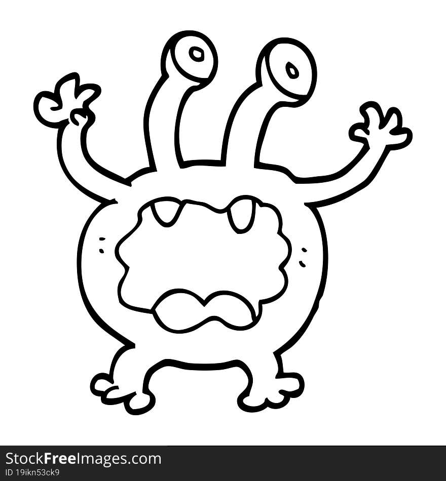 line drawing cartoon monster