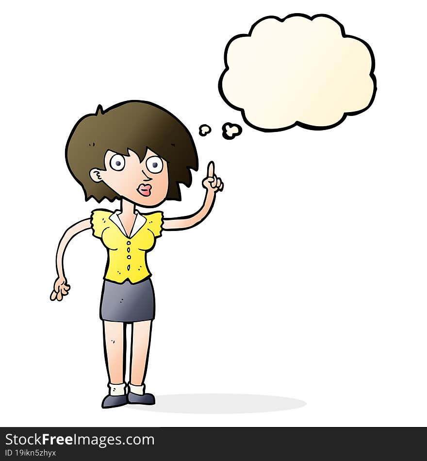 cartoon woman with question with thought bubble