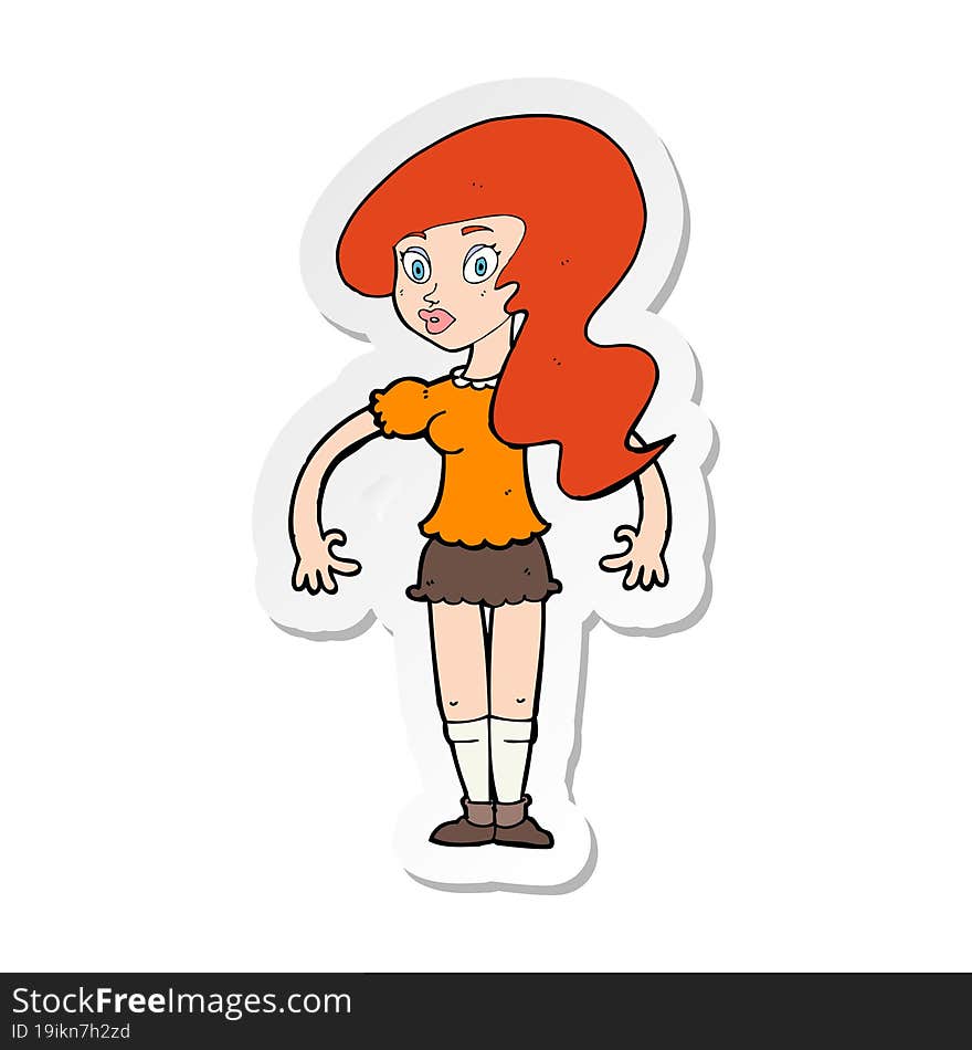 Sticker Of A Cartoon Pretty Woman