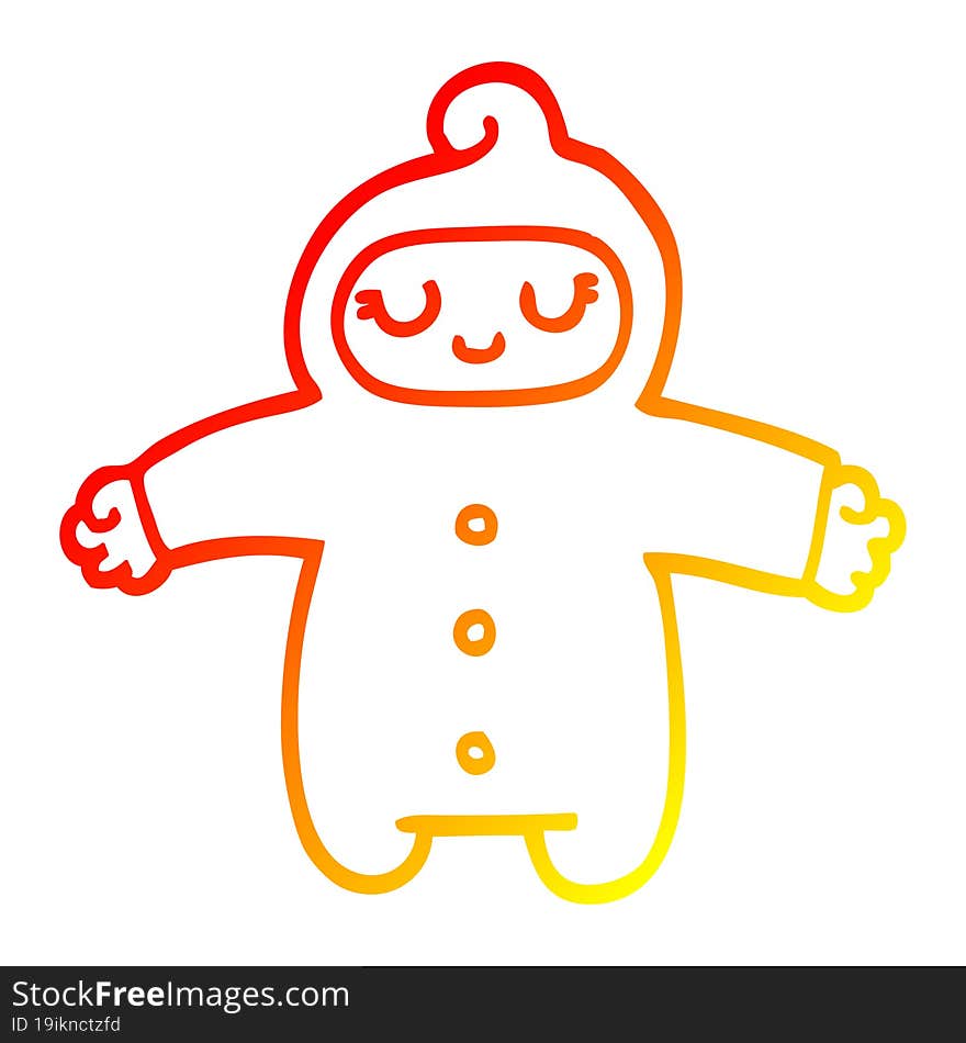 warm gradient line drawing cartoon baby