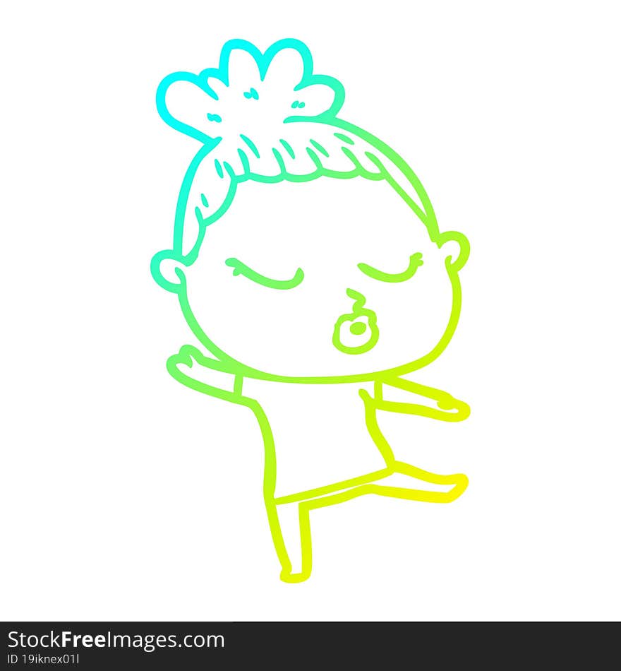 cold gradient line drawing cartoon calm woman